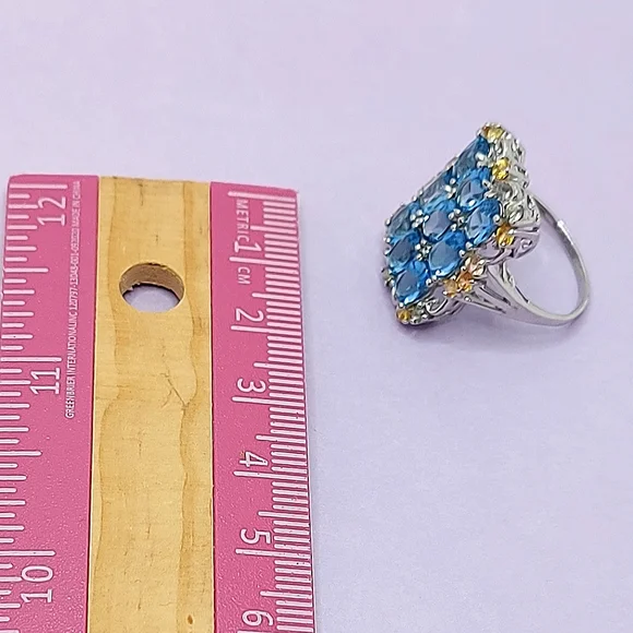 Natural Oval Swiss Blue Topaz 6x4mm Sapphire 925 Sterling Silver Ring Sz 7 - Picture 10 of 13